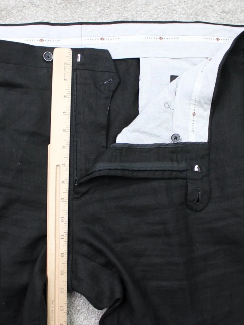 Joseph Abboud Heritage Pants Mens 44x32 Black Leomaster 100% Linen Flat Front